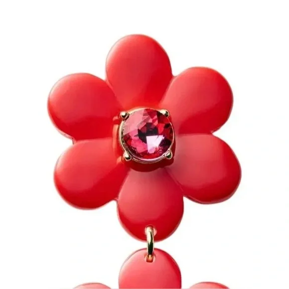 Kate Spade New York x Target Limited Edition Floral Linear Earrings in Red NIB - Picture 6 of 8